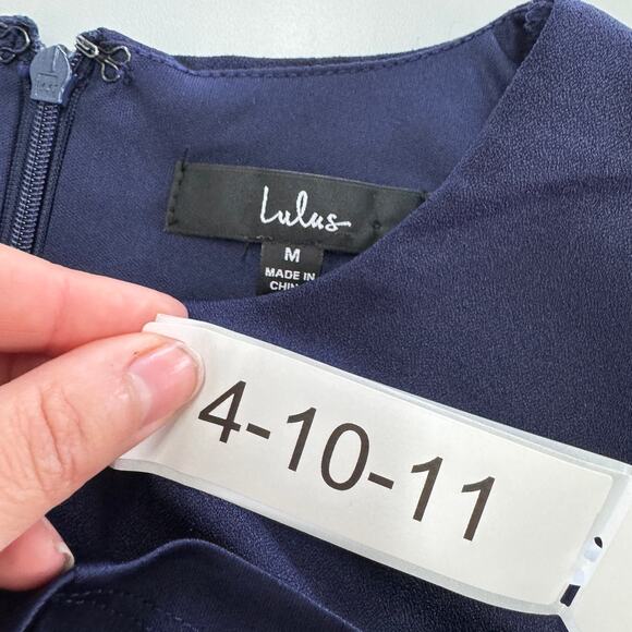 Lulus Dress Women Medium Blue Zealous Love Tie Front Mini Knotted Detail Pockets - Picture 7 of 12